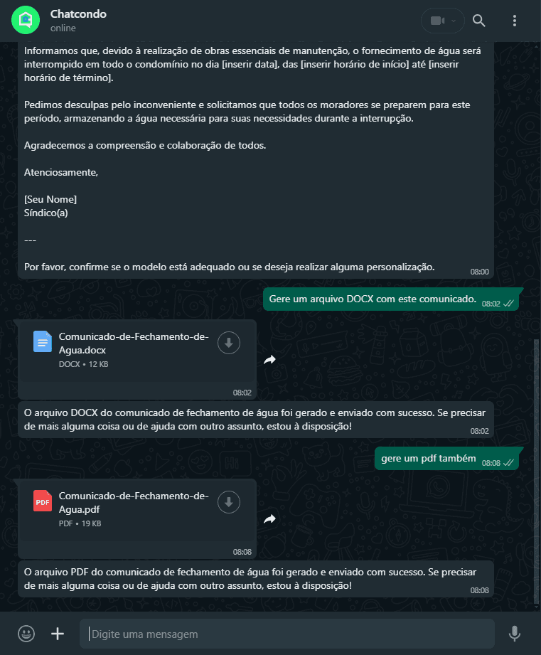 Imagem de solicitação ao ChatCondo sobre o quórum necessário para a reforma de fachada